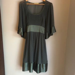 GIANNI BINI green swiss dot dress w/slip
